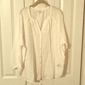 NWT linen eyelet button down shirt